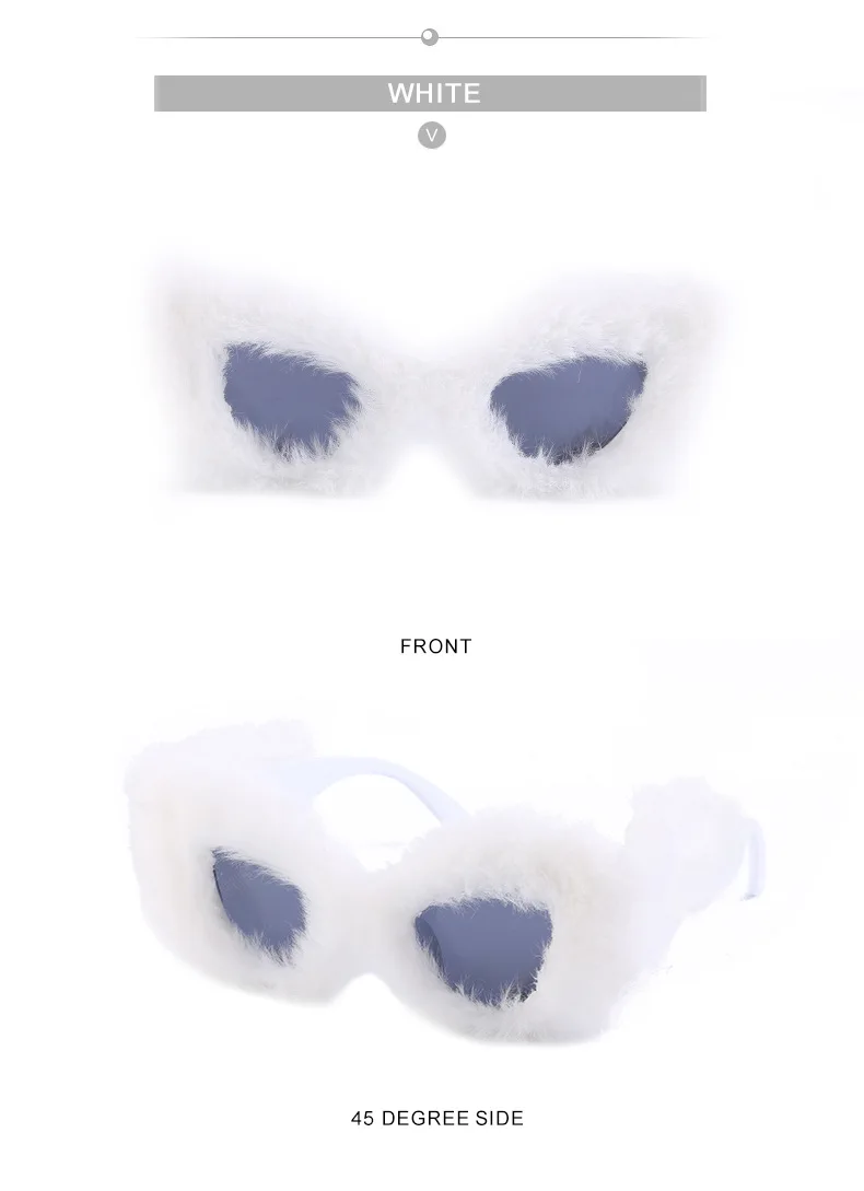 Modische Katzenaugen-Sonnenbrille für Damen 2026 Luxus-Markendesigner Rosa Weiche Fell-Samt-Sonnenbrille für Damen Handgefertigte Plüsch-Brillen – Detail 15