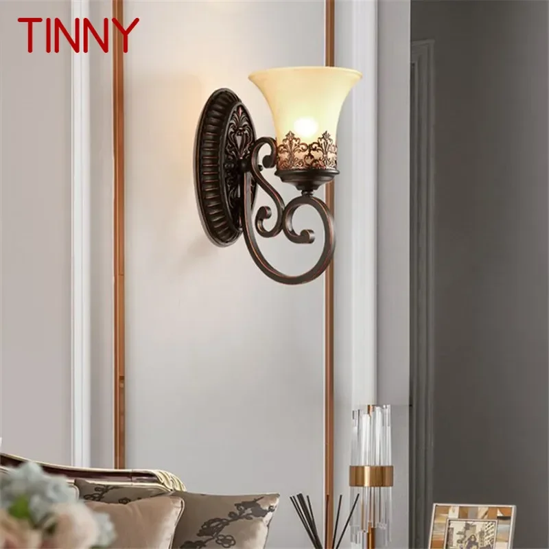 

TINNY American Retro Wall Lamp European Luxury LED Living Room Bedroom Study Room Hotel Villa Model Room Aisle Wall Light