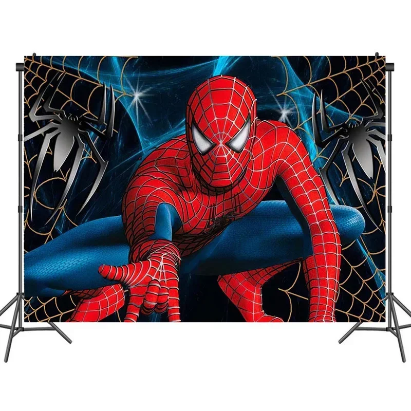 Disney Spiderman theme birthday party background cloth children's party decoration supplies layout background curtain background