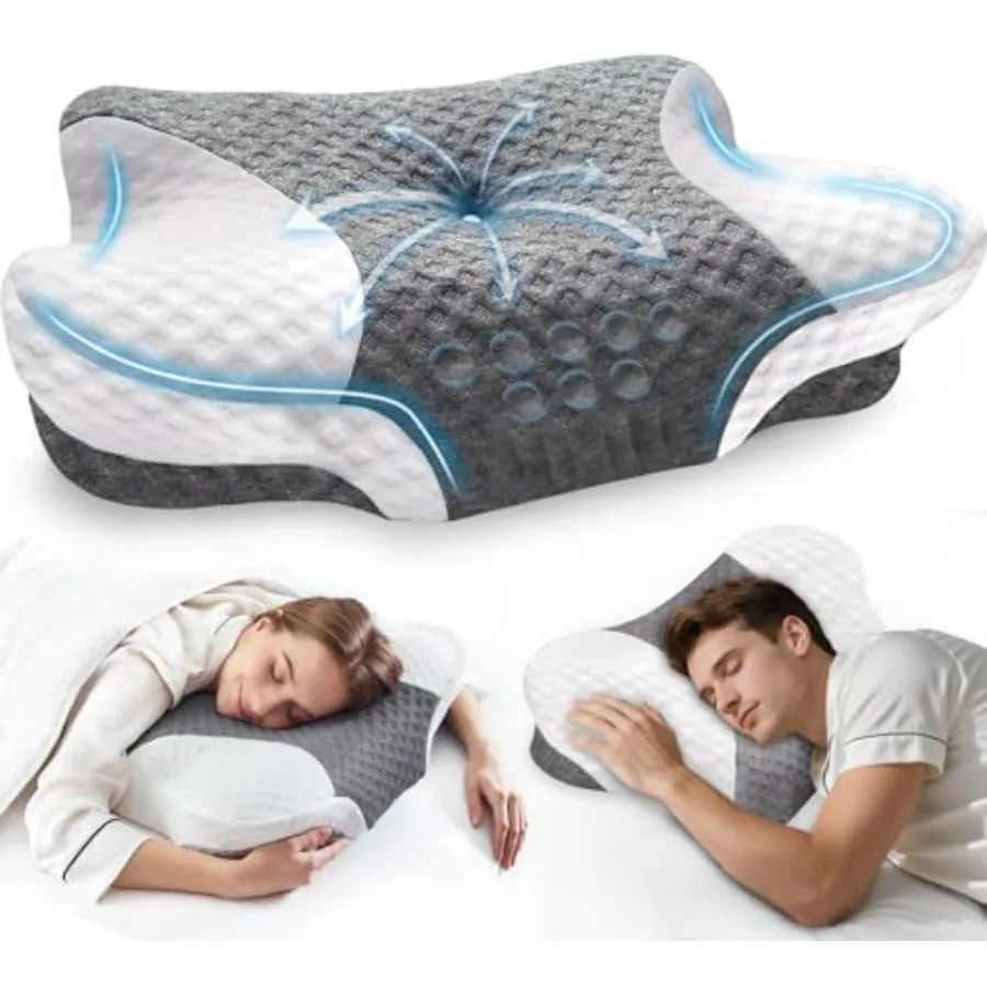 

Cervical Neck Pillows with Memory Foam - Neck Pillows for Pain Relief Contour Memory Foam Pillows Ergonomic Neck Support - Adju