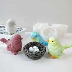 3D Bird Nest Birdie Silicone Mold Animal Birds Ornament DIY Aroma Candle Plaster Epoxy Resin Mould Home Decoration Crafts