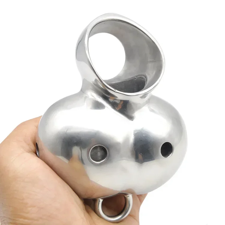 HotX Stainless Steel Chastity Device Ball Stretcher Enhancer Scrotum Restraint Testicle Binding Cage Protector Penis Ring