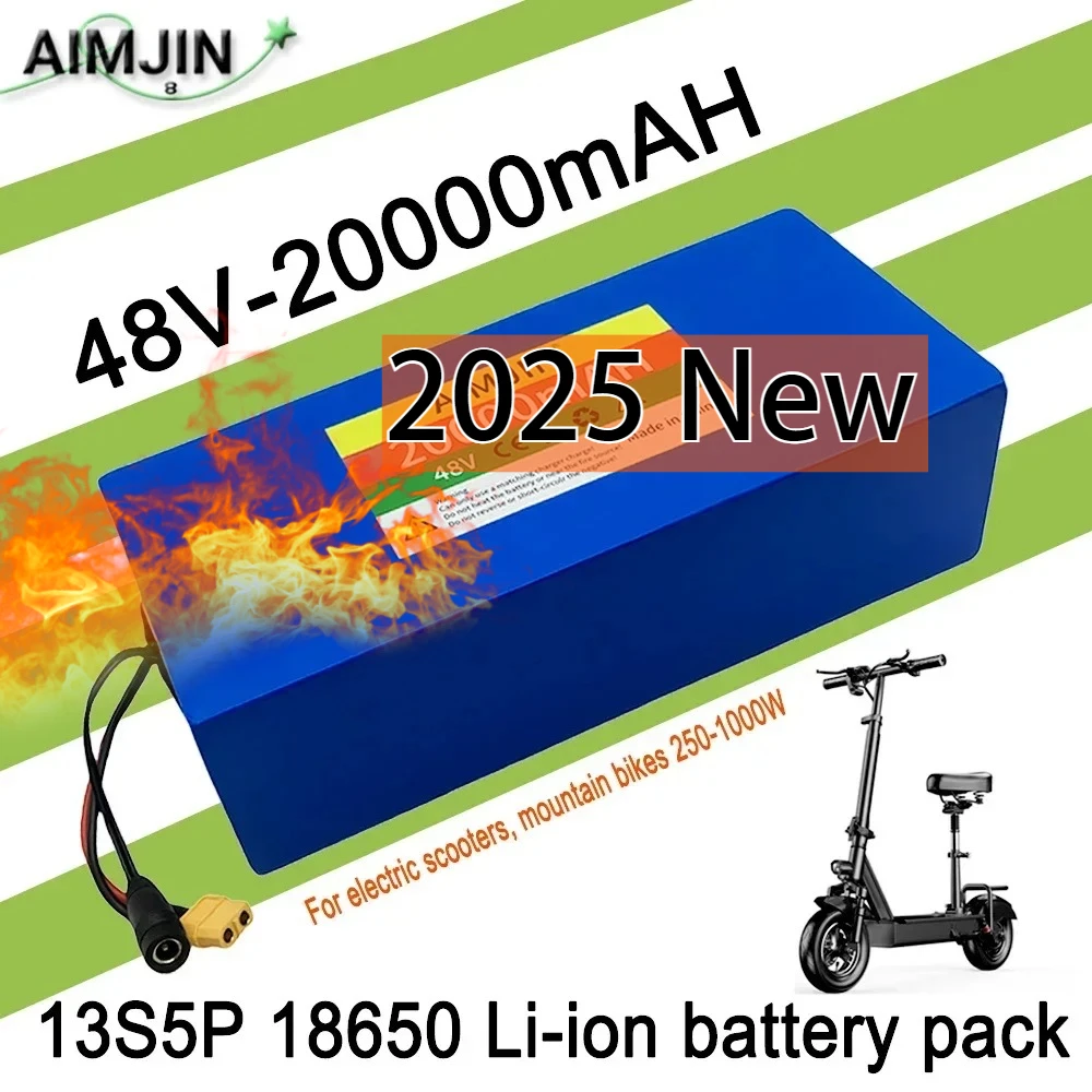 18650 20AH Li-ion Battery Pack 48V 13S5P 250-1000W Long lasting battery life 100Ah  for electric scooters With charger k
