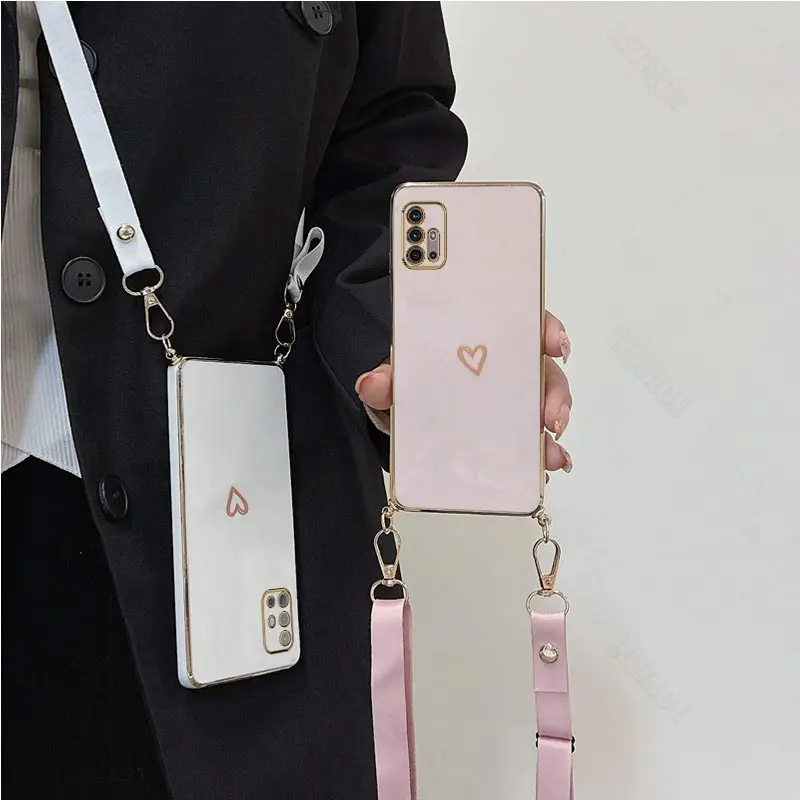 Crossbody Lanyard Strap Phone Case On For Motorola Moto G30 G60 G20 G50 G8 G9 Play G22 G32 G52 G53 G54 G84 G42 G73 G13 G23 Cover