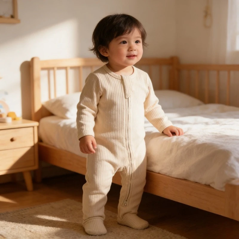 Baby Organic Cotton Jumpsuit Pit Stripe Crawling Clothes Four Season Knitted Outfit