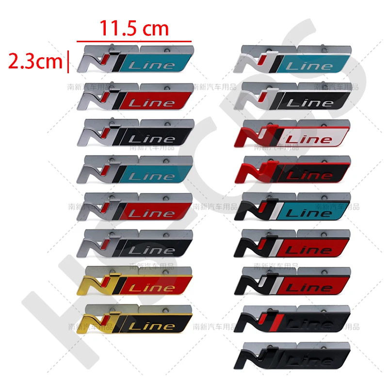3D Metal N Line Logo Car Front Grille Hood Emblem Grill Badge Sticker Decals For Palisade Tucson Santafe Encino Accent i30 I20 - view 2