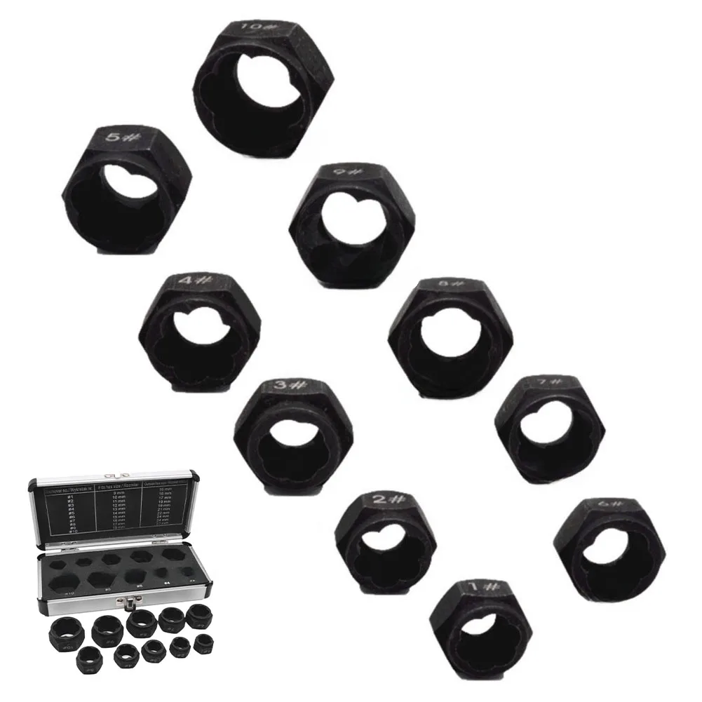 Bolt Threading Extractor Damaged Bolt Tool Repair Projects 10-Piece Set Convenient Storage Case Easy Extraction Tools