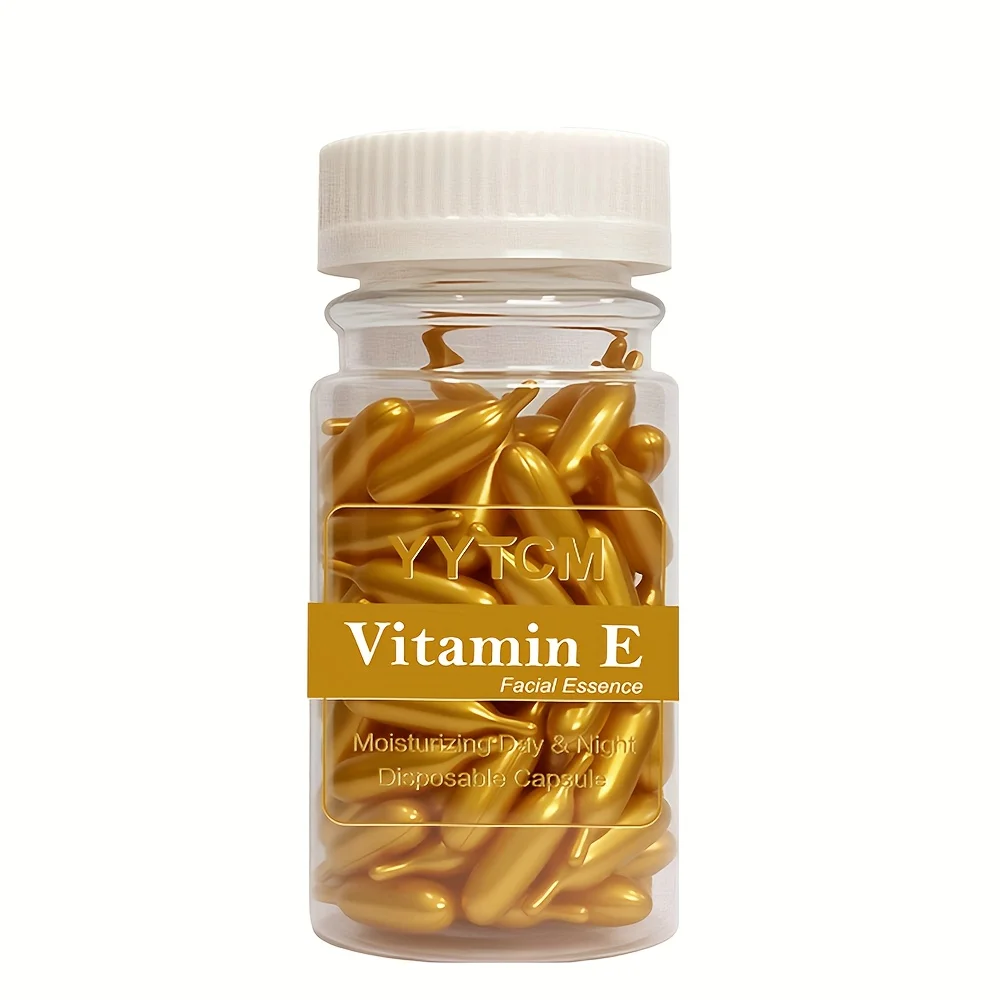 Vitamine E Serum Capsules, Essentiecapsules voor eenmalig gebruik, Hydraterende en vochtinbrengende gezichtshuidcapsules 90 capsules/fles - 1 fles