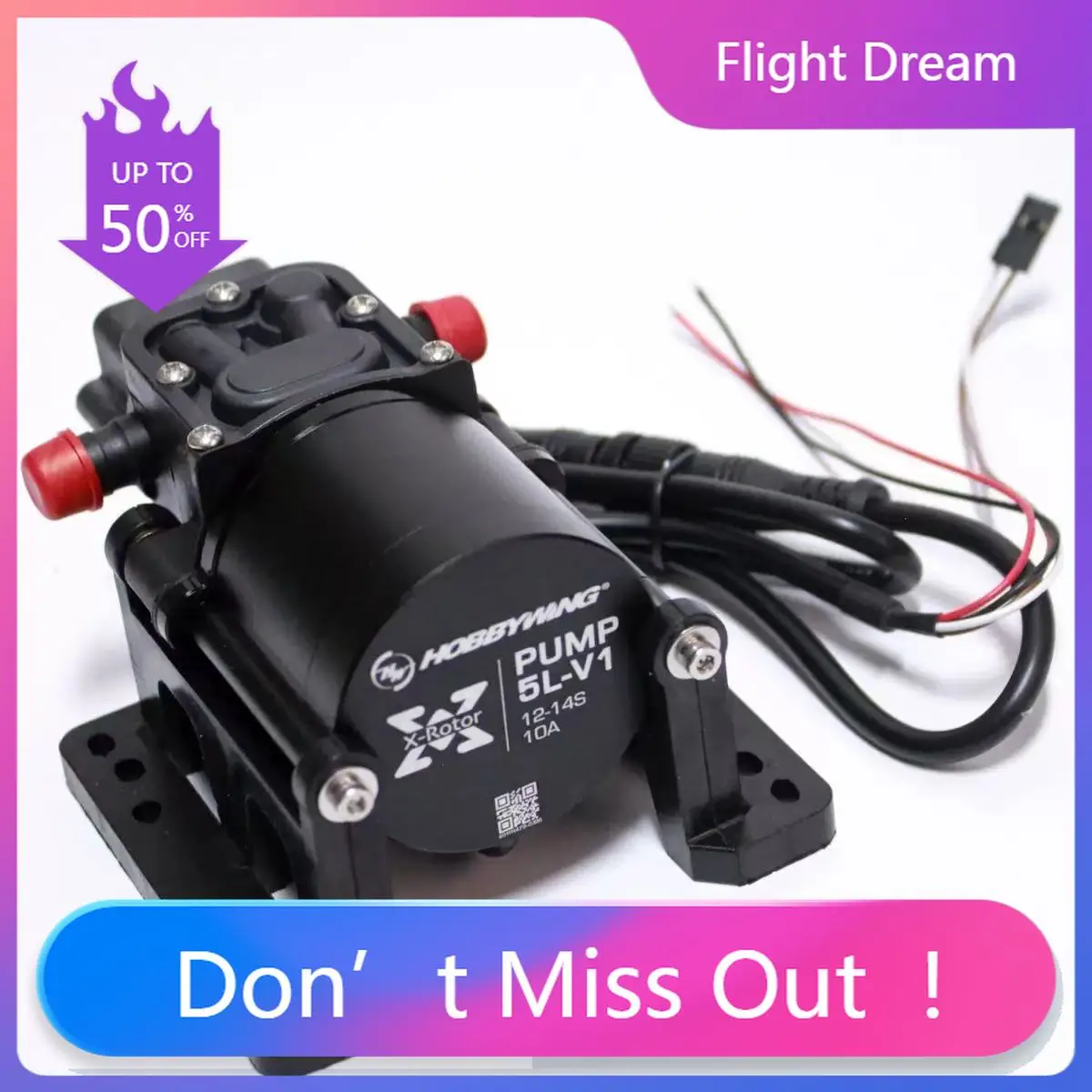 

NYFor Hobbs Wing Интегрированный водяной насос 5 л Бесщеточный комбинированный насос 10A 12S 14S V1 Распылитель для растений Сельскохозяйственный дрон Мембранный насос