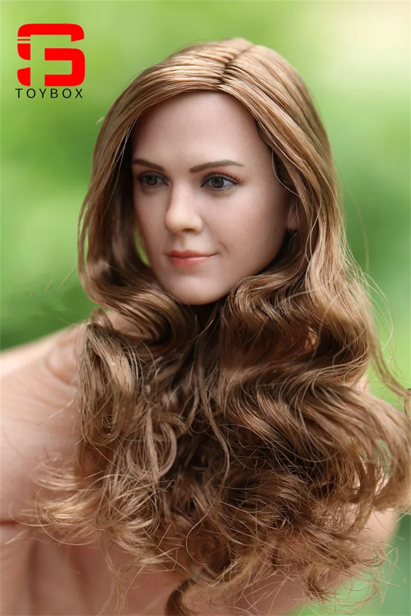 Emma Watson Goldenes Langhaar-Kopfskulptur-Schnitzmodell im Maßstab 1:6 für 12-Zoll-Femal-Soldat-Actionfigur-Körperpuppen