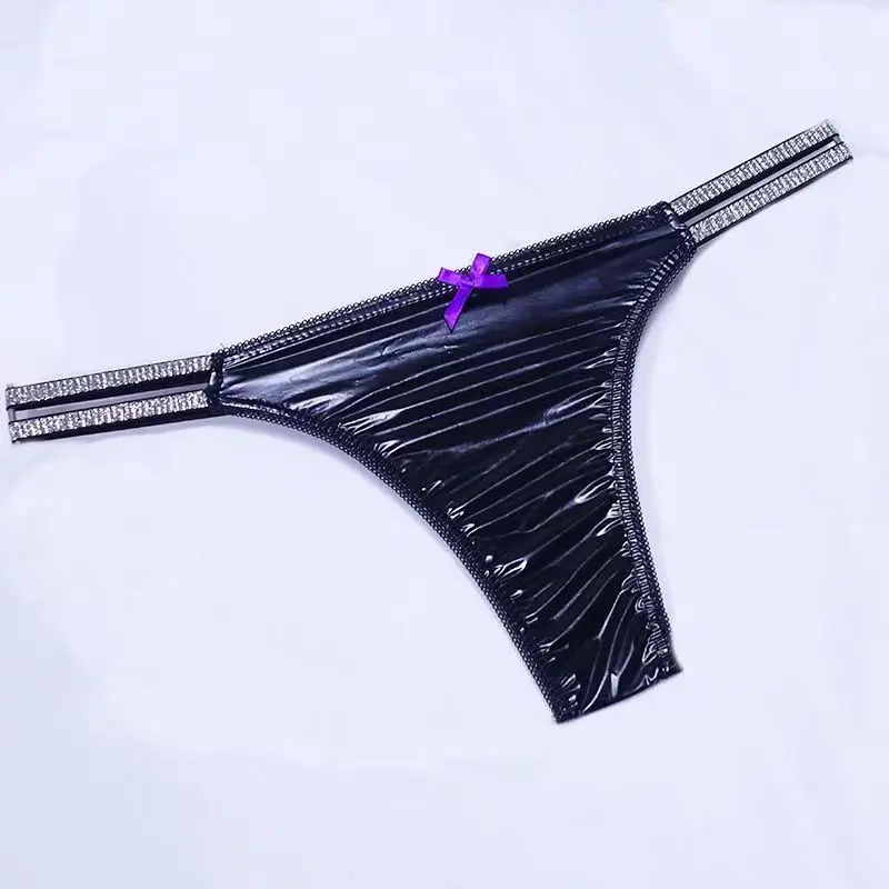 PVC Plastic Film Soft Thong Smooth Soft Couple Lace Personality Perspective Fetish T-Pants