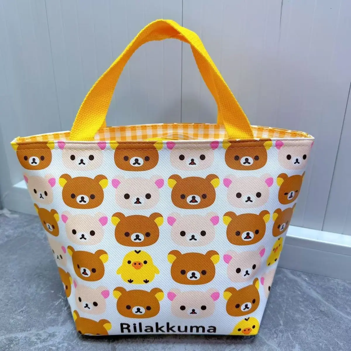 Kawaii Rilakkuma сумка-бокс для обеда милый мультфильм аниме изолированная сумка коричневый медведь кожаная студенческая ручная сумка-бенто подарки для девочек игрушки