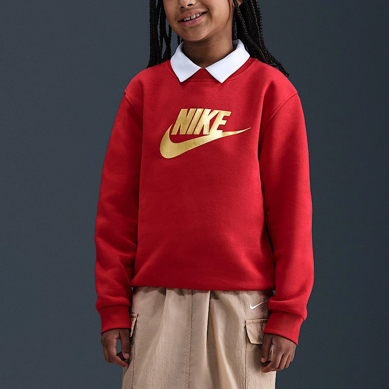 

Оригинальная осенняя повседневная толстовка Nike для детей старшего возраста с круглым вырезом HQ0975-657