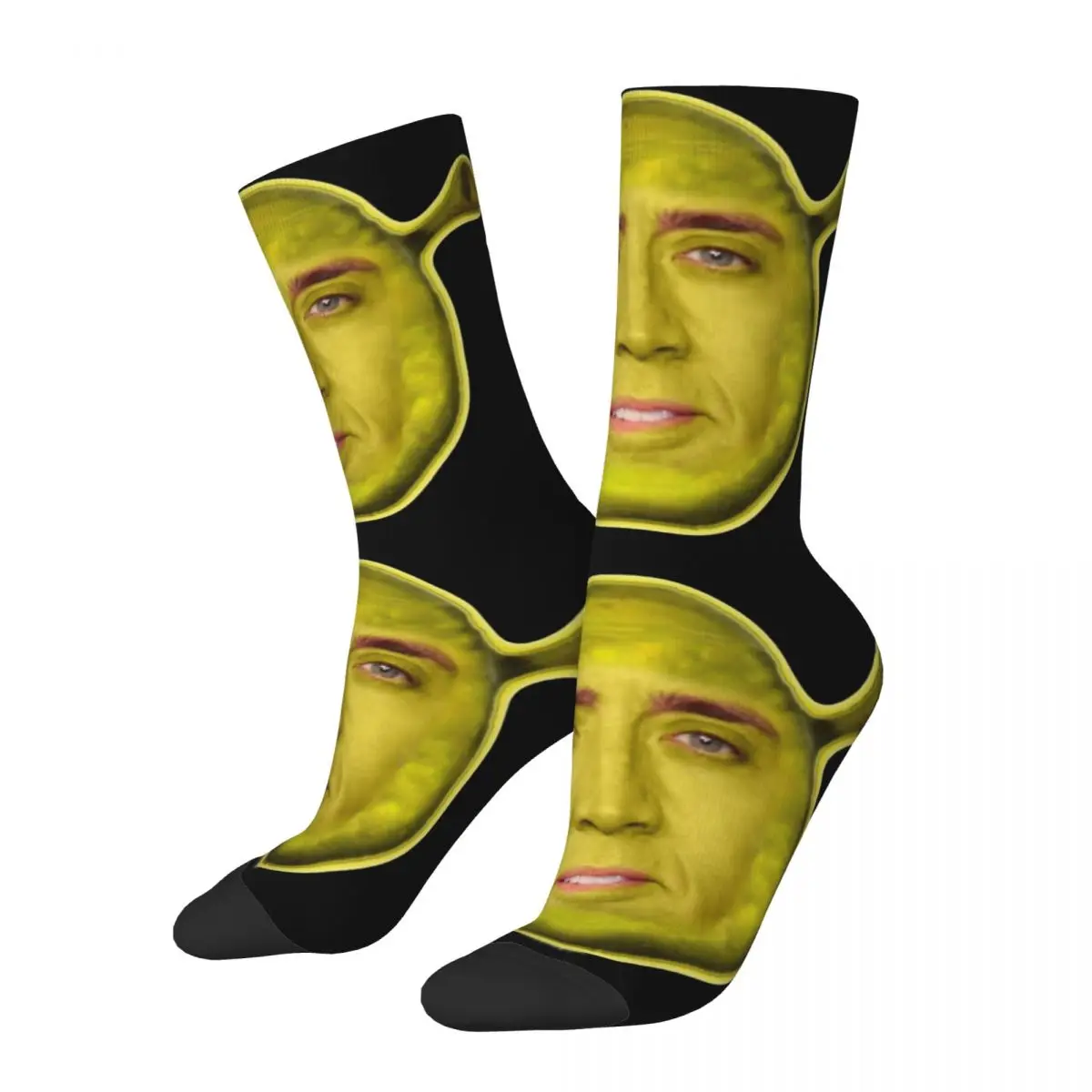 Nicholas Cage Face Merchandise Socks Cozy Parody Graphic Crew Socks Warm for Unisex Little Small Gifts