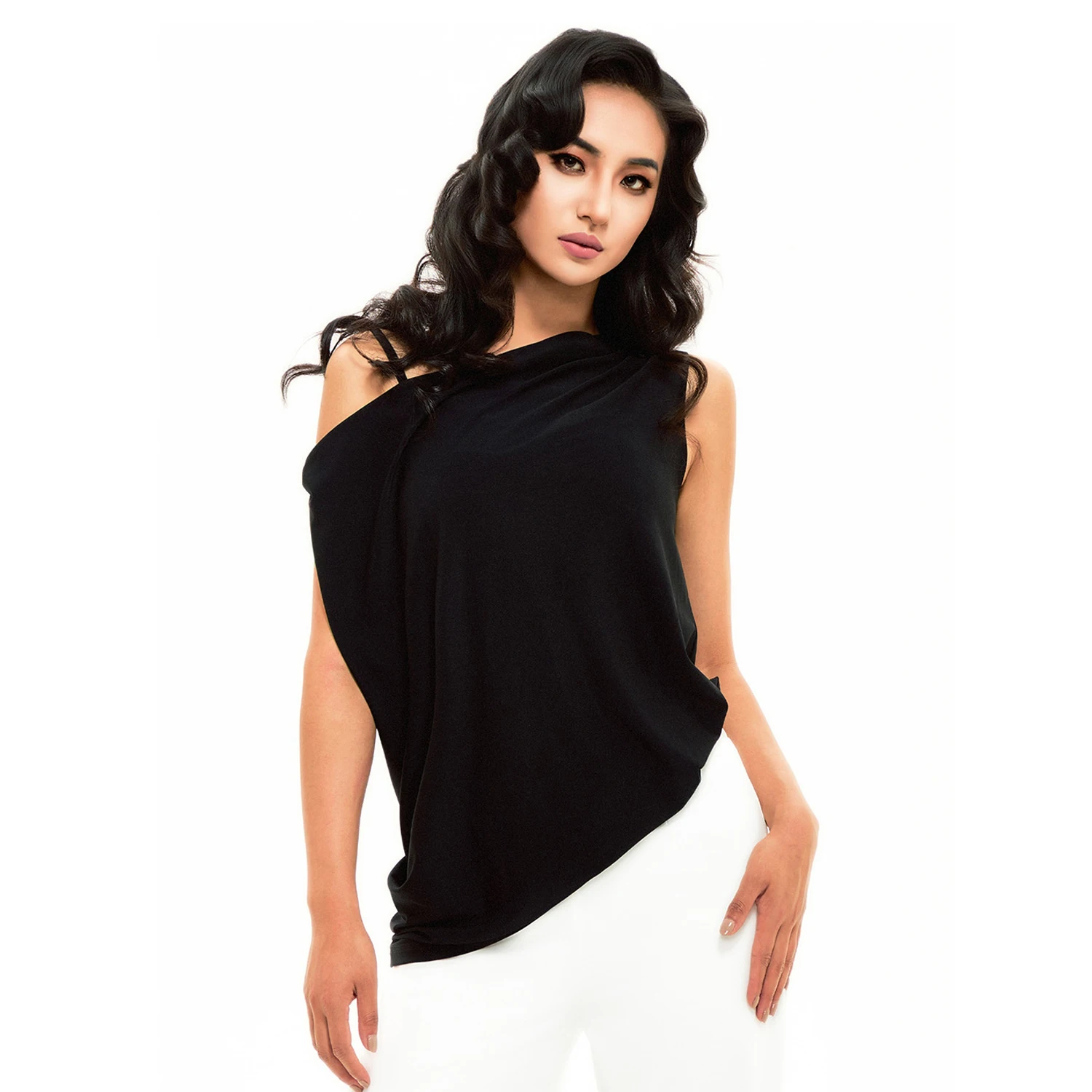 เสื้อเต้นลาตินแบบหลวม ไหล่เฉียง ลายเสือดาวสีดำ เสื้อสำหรับผู้ใหญ่ สำหรับเต้นรุมบ้า ซัลซ่า ชุดฝึกซ้อมเต้น ชุดเต้นบอลรูม รุ่น DNV24890