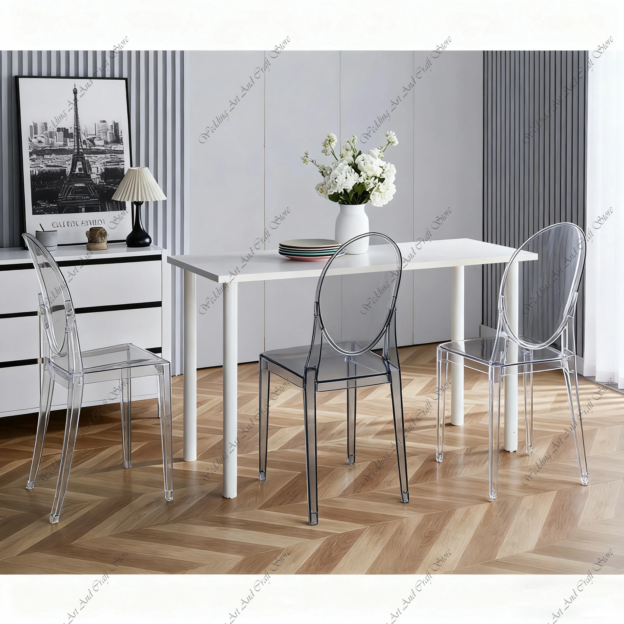 

4 шт. прозрачных барных стульев в скандинавском стиле, высокие стулья для бара, акриловые кристальные стулья для свадеб и банкетов, стулья-«призраки» для бара hh26