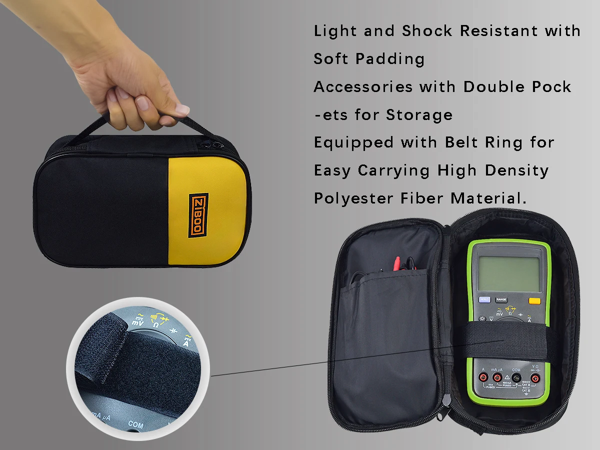 ZIBOO C25 C33 C35 Clamp Meter Soft Case;771 Soft Black Carrying;FC25 UT-B01 Original Canvas Multimeter Bag Carry Waterproof