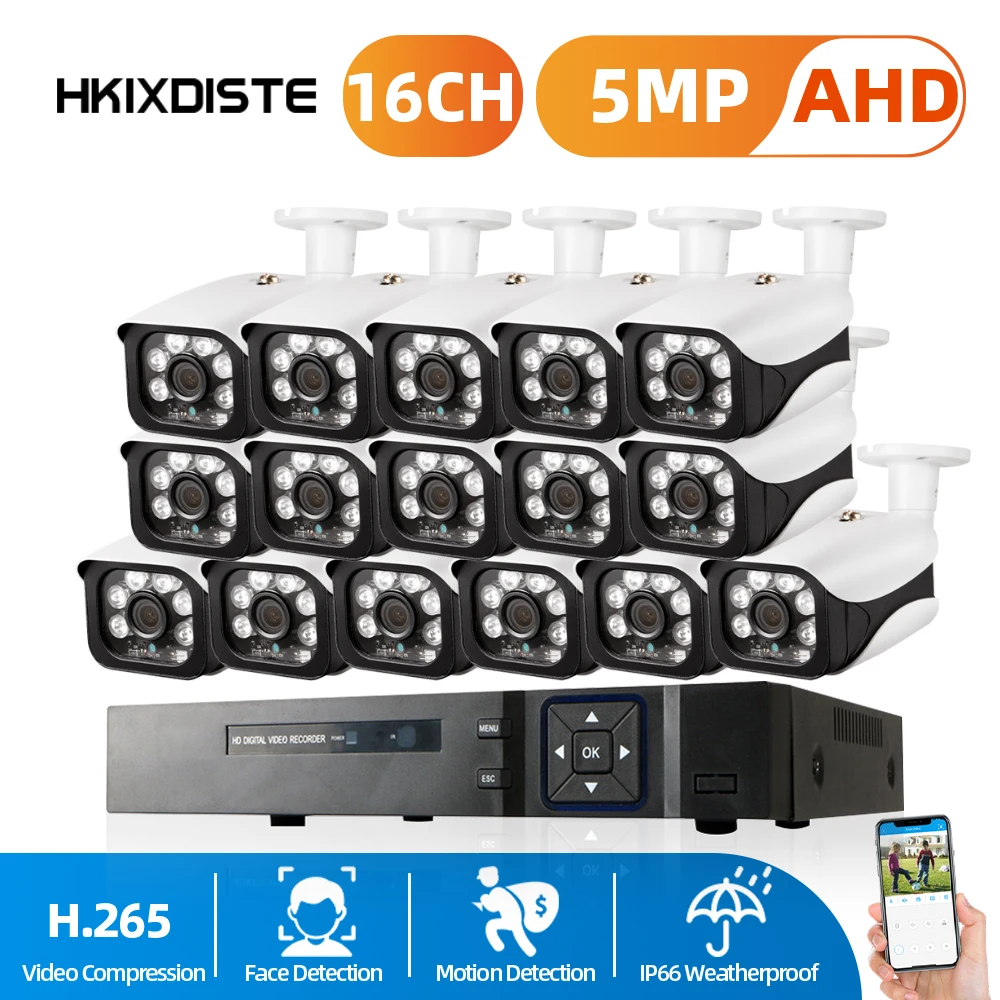 

CCTV Camera Security System 16CH DVR NVR Video Surveillance System 5MP AHD Outdoor Weatherproof CCTV Camera System Night Vision