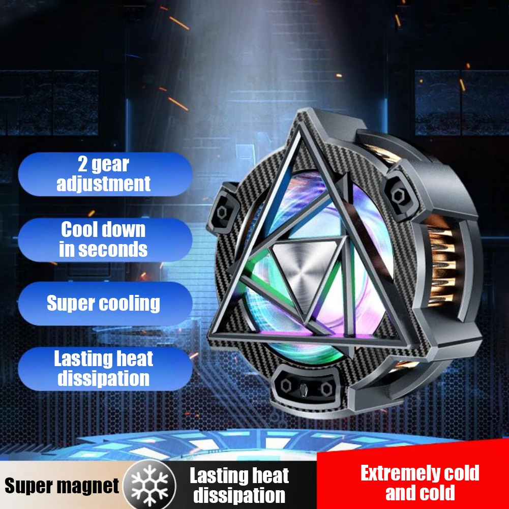 Cell Phone Cooler Semiconductor Heatsink Cooling Cellphone Radiator With RGB Light Cooling Fan For Gaming Live Streaming