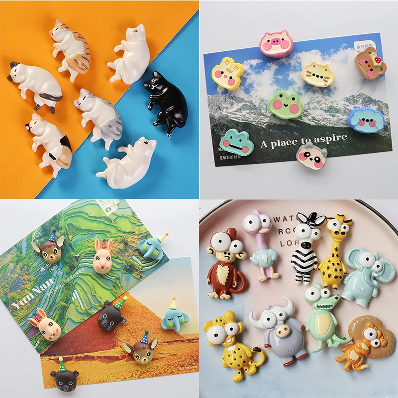 Cute Animal Fridge Magnets Set Strong Magnetic with Magnet for Refrigerator Whiteboard Home Photo Wall Memo Colorful Resin Decor