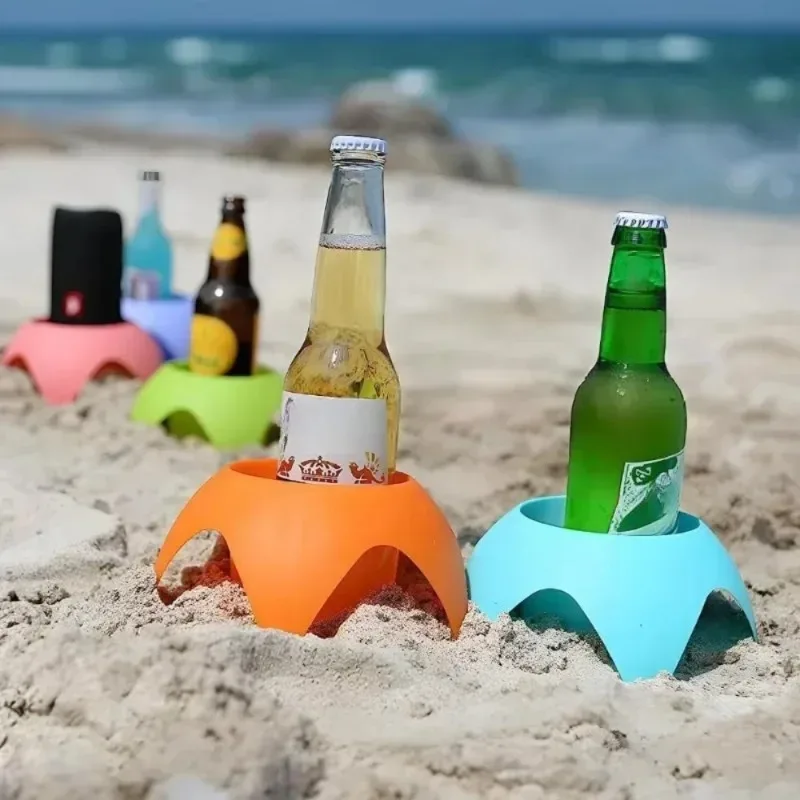 Sand-Free Beach Cup Holder -  Foldable & Stackable, Portable Drink Stand for Camping/Travel/Outdoor, Leakproof PP Plastic