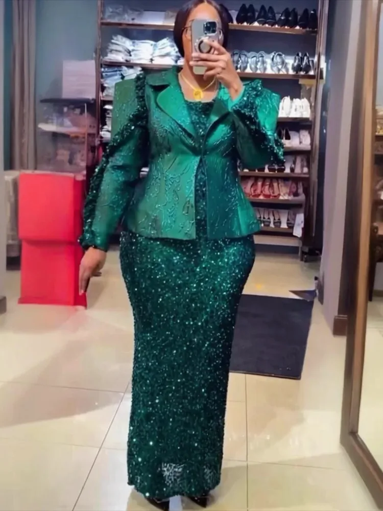 

Комплекты из 2 предметов в африканском стиле для женщин, Дашики Анкара, халат с блестками, большие размеры, Турция, свадебные вечерние платья с пальто 2026