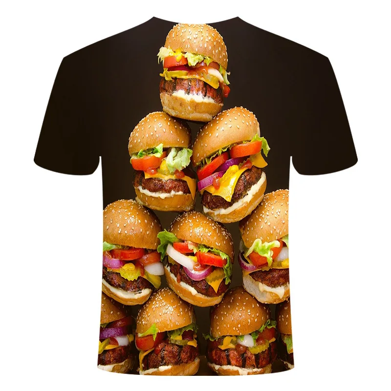 New Hip Hop Funny Fries Burger t-Shirt da uomo stampata in 3D oversize Street Fashion Harajuku camicia girocollo estiva ad asciugatura rapida 6XL