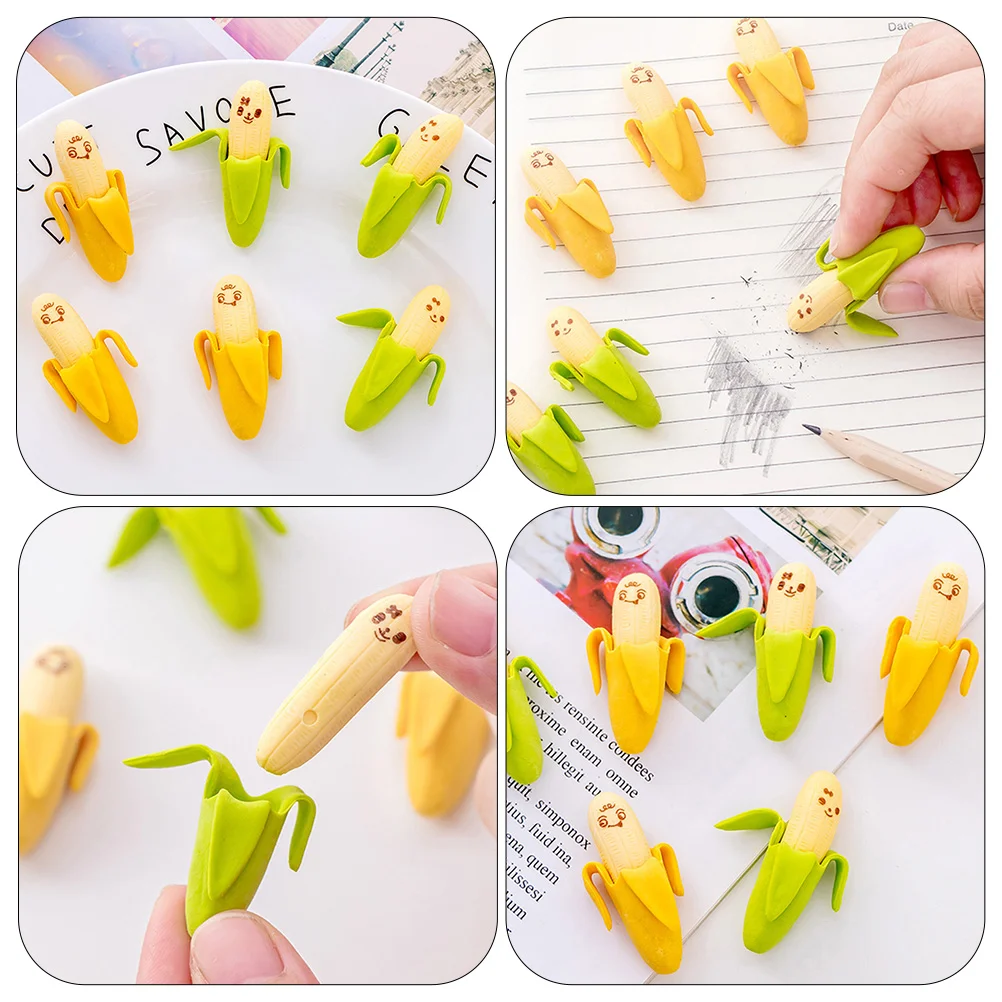40pcs Portable Cartoon Pencil Erasers Unique Banana Shaped Erasers for Students erasers for kids bulk