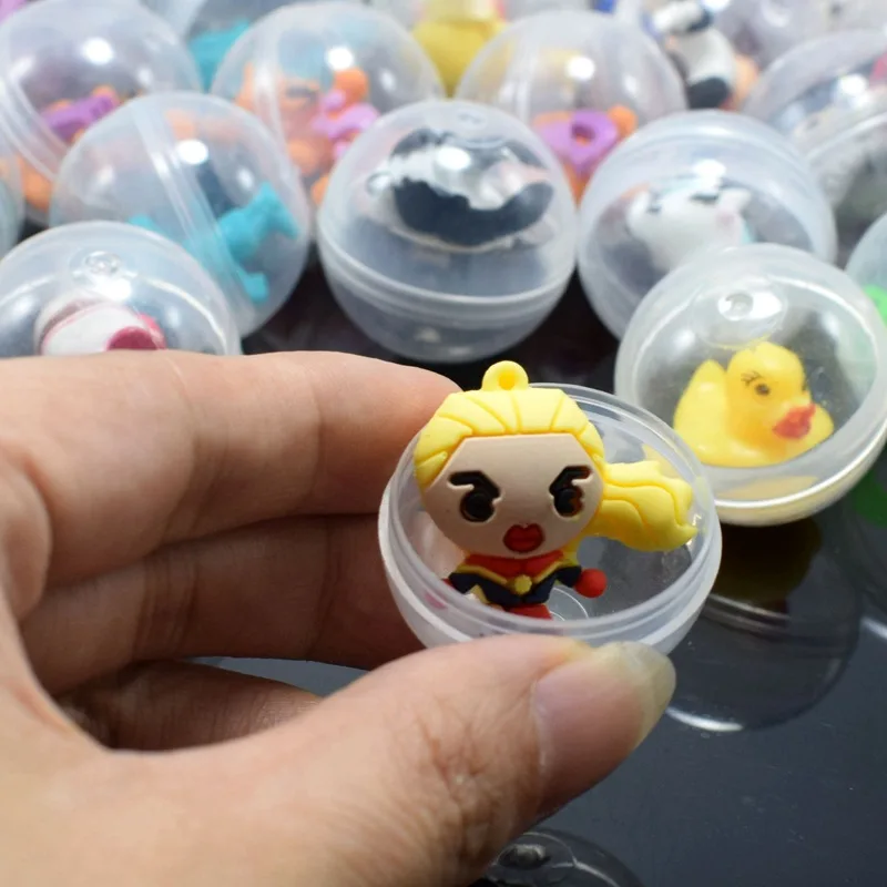 6PCS 32mm Transparent Ball Mini Little Animal Toys Cartoon Mixed Style Round Ball Surprised Funny Pet Ball Egg Little Dolls Gift