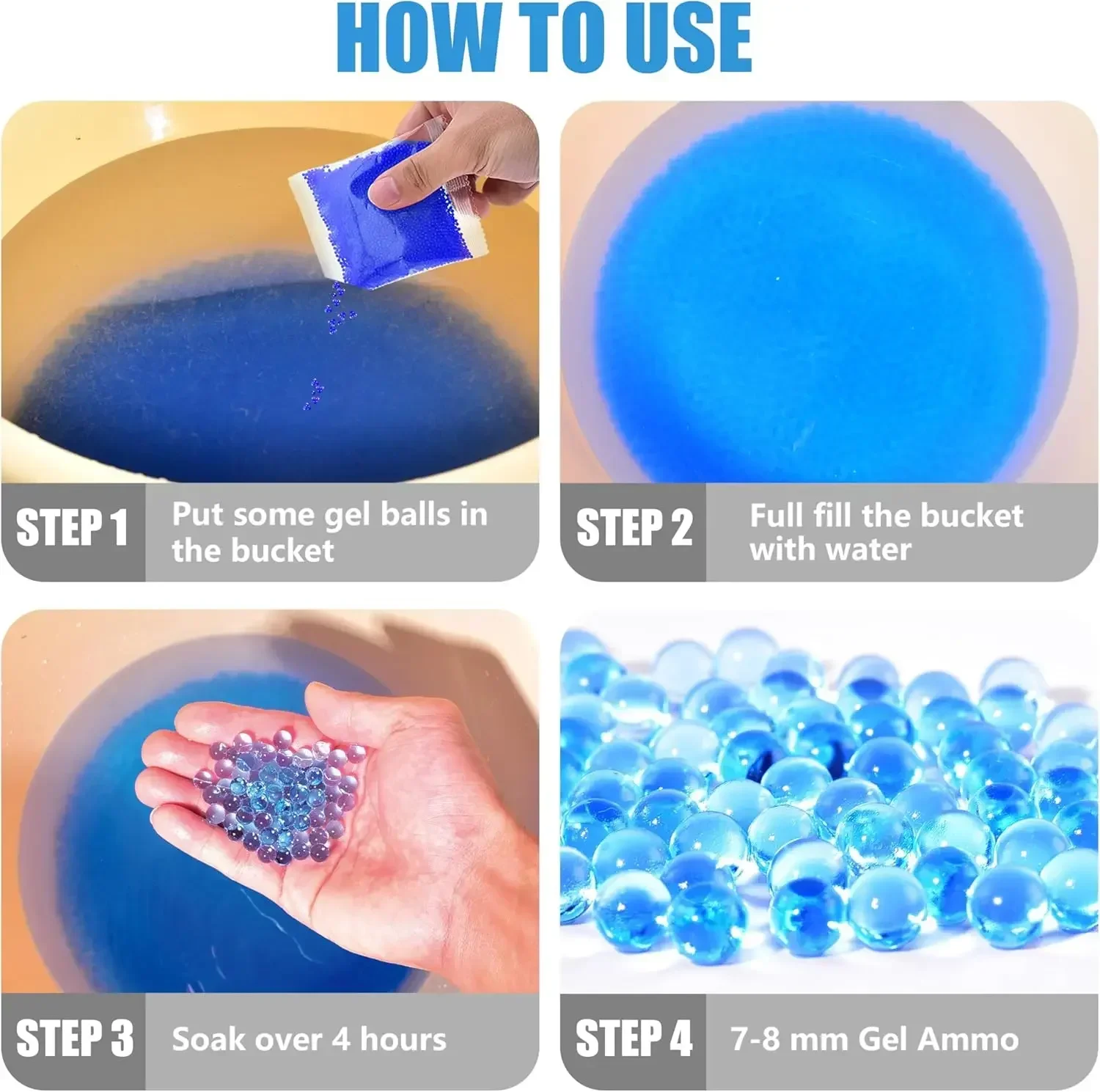 WGel كرات الماء الناسف 120000 قطعة 2 حزمة 7-8 مللي متر كرات هلام الذخيرة متوافق مع هلام بندقية المياه الناسف ترشيش غال أوربيز #4