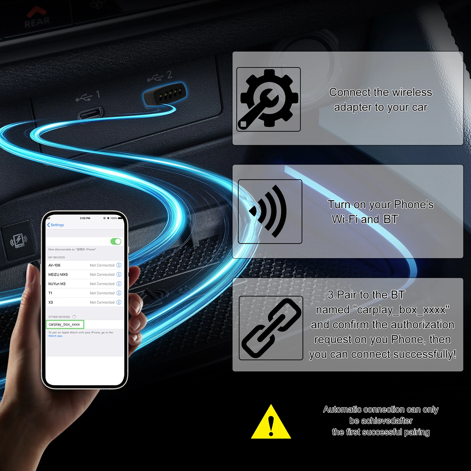 Wired To Wireless Carplay & Android Auto Car Intelligent Systems Voice Control 2 In 1 Dongle for Wired CarPlay Android Auto Cars