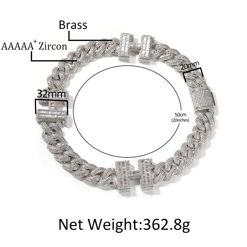 Custom 3 Letters Name Bubble Cuban Link Chain Necklaces for Men Hip Hop CZ Stone Bling Iced Out Rapper Jewelry Gold Silver