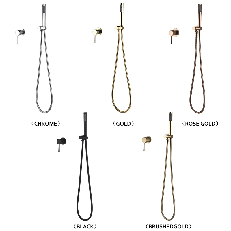 

Matte Black Wall Mounted Shower Faucet Set Hidden Recessed Bathroom Brass Hot and Cold Shower Mixer Handheld Shower Head