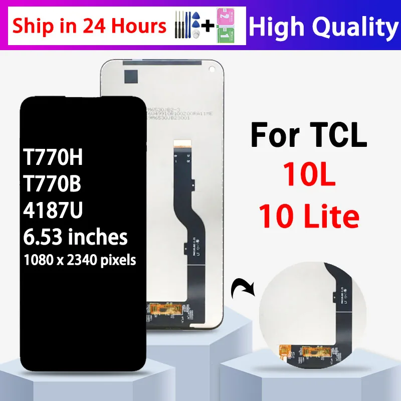 

6.53”Original For TCL 10L 10 Lite 10Lite LCD T770H, T770B, 4187U Display Touch Screen Panel Digitizer Assembly Replacement