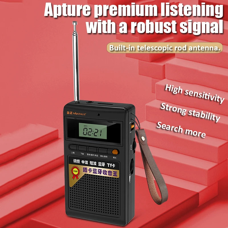 Портативный мини-радио карманный FM/AM/SW радиоприемник Bluetooth стереодинамик Handfree TF MP3-плеер с ЖК-дисплеем разъем 3,5 мм