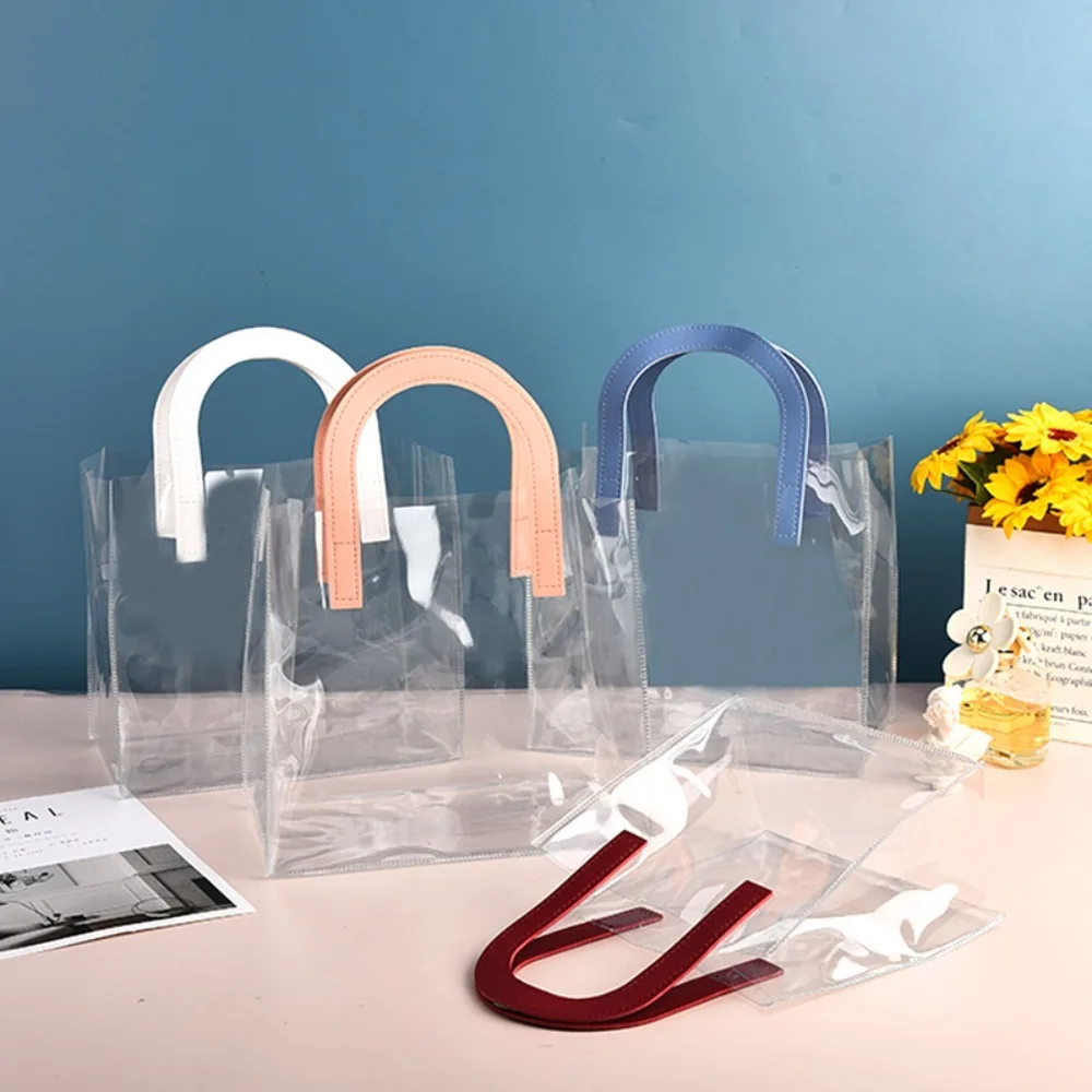 PVC Transparent U Shape Handle Flexible Tote Bag/ Shopping Bag/ Goodie Bag/ Packaging Bag/ Plastic Grocery Bag