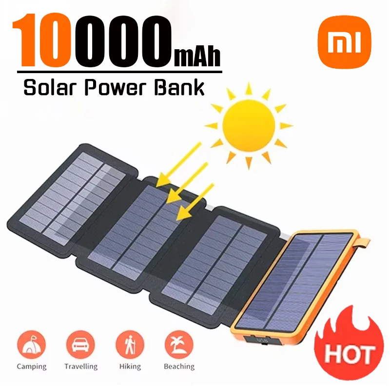 

Xiaomi 100000mah Solar Powerbank Outdoor Camping Portable Folding Waterproof Solar Energy Usb Output Device Sun Power For Iphone