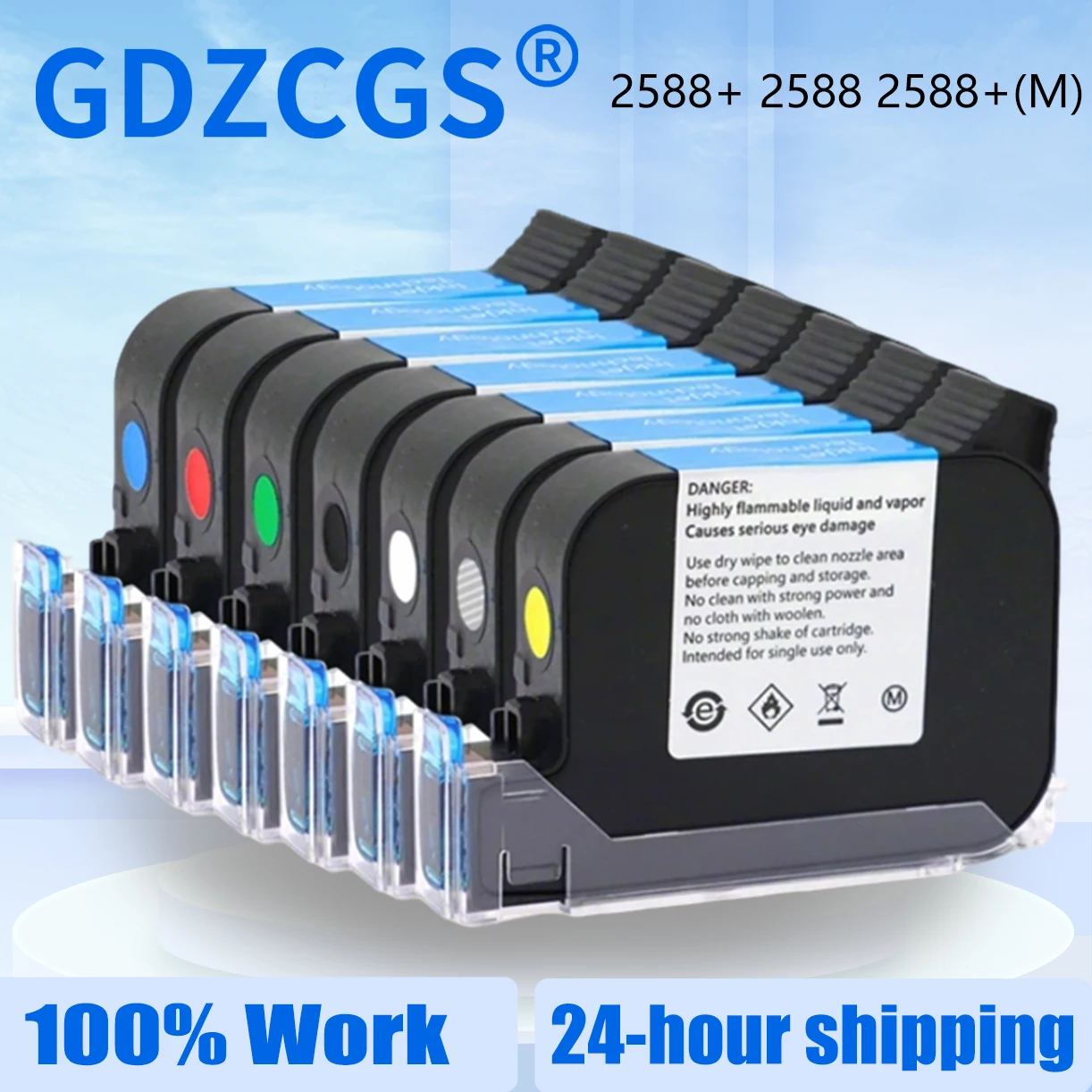 

Картридж с чернилами 2588+ 2588 2588+M, 42 мл, быстросохнущий, высота печати 12,7 мм, универсальный для ручных струйных принтеров, черный, красный, синий, зеленый