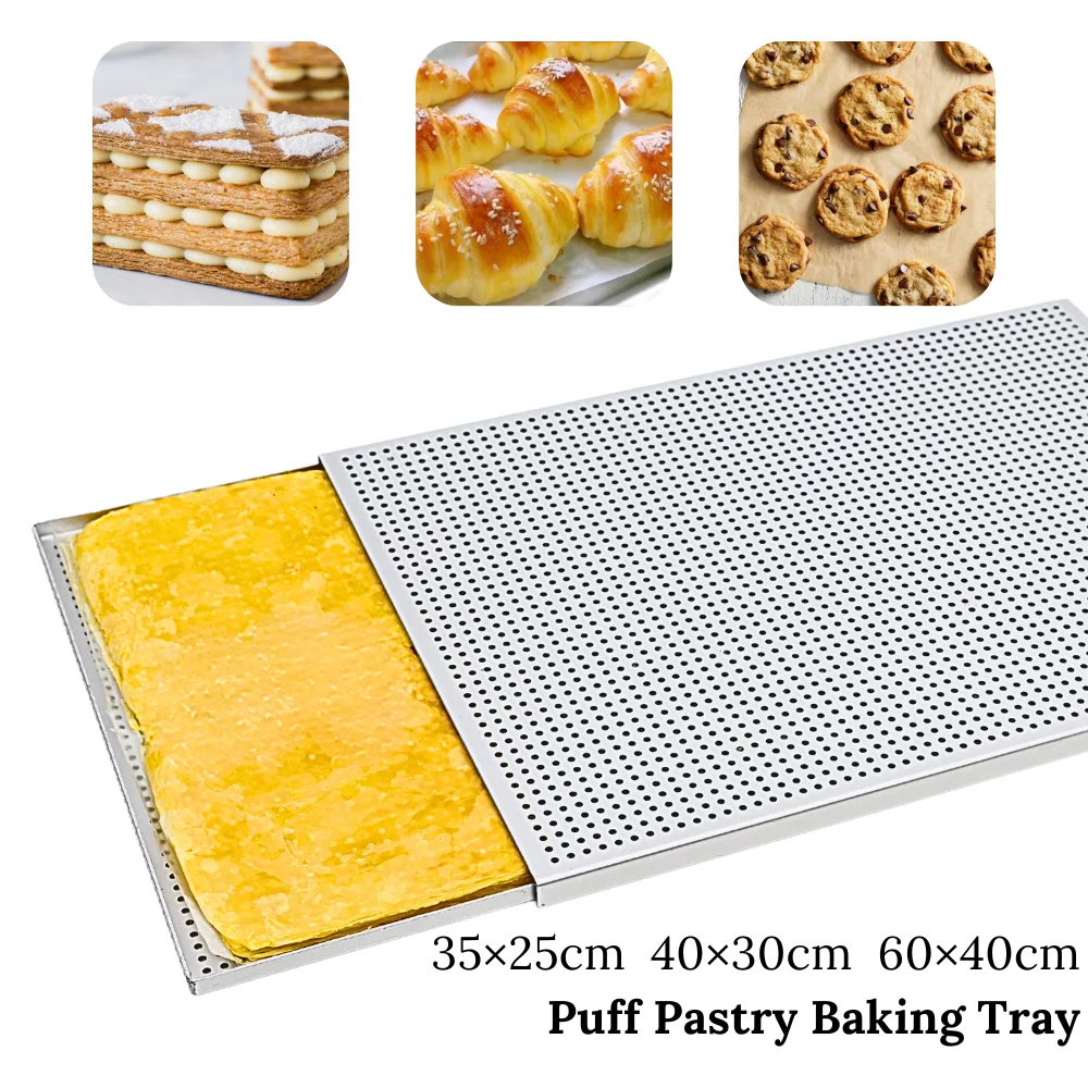 Puff Pastry Baking Tray Mille Feuille Rectangular Pastry molds Baking Pan Perforated Baking Pan Dish Oven Tray Bread With Hole