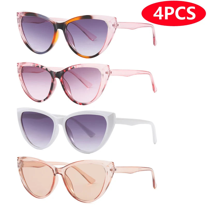 Auto-Sonnenbrille, 4er-Pack, großer Rahmen, Cat-Eye-Sonnenbrille, Damen und Herren, neue Mode, Retro-Brille, Markenbrille, Unisex, UV400
