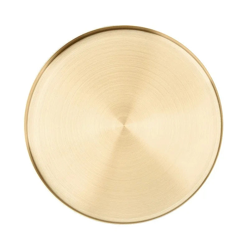 Gold Stainless Steel Round Tea Tray Ins Style Incense Holder Cosmetic Organizer Desktop Plate