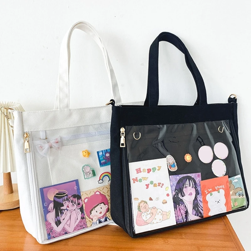 Harajuku Ita Bag Japanese JK Cute Shoulder Bags for Women Girl Large Capacity Canvas Tote Uniform Crossbody Shopping Bag