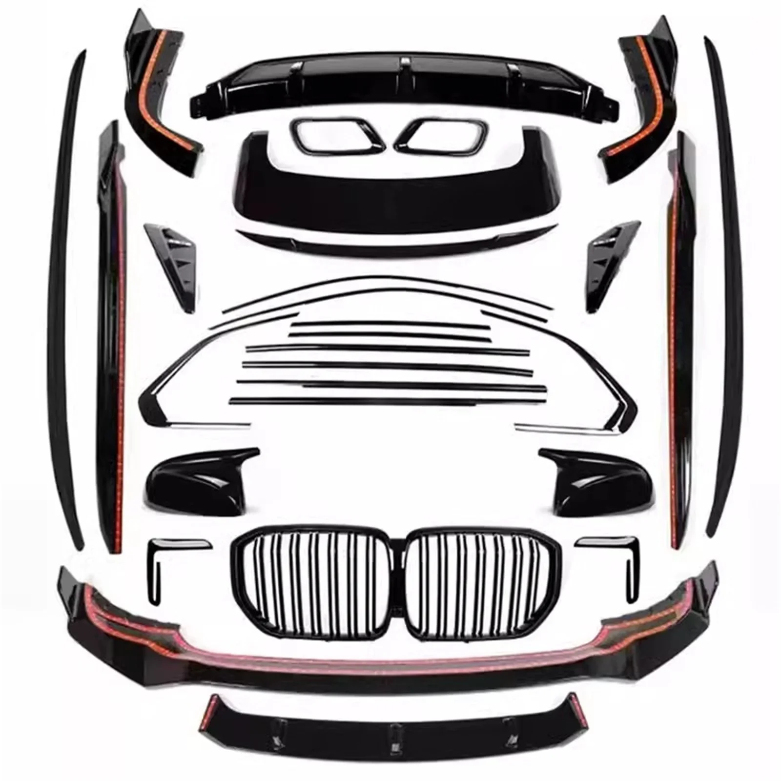 

Car Body kit Front rear lip for BMW X5L 19-23 Grille side skirt Rear view mirror cover