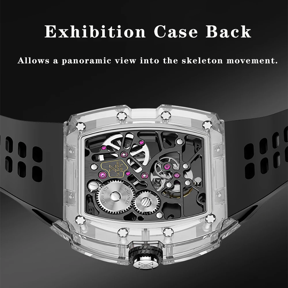 BEXEI Роскошные мужские часы с кристаллами K9 и турбийоном, механические наручные часы со скелетом и летающим турбийоном, винтажные 9127