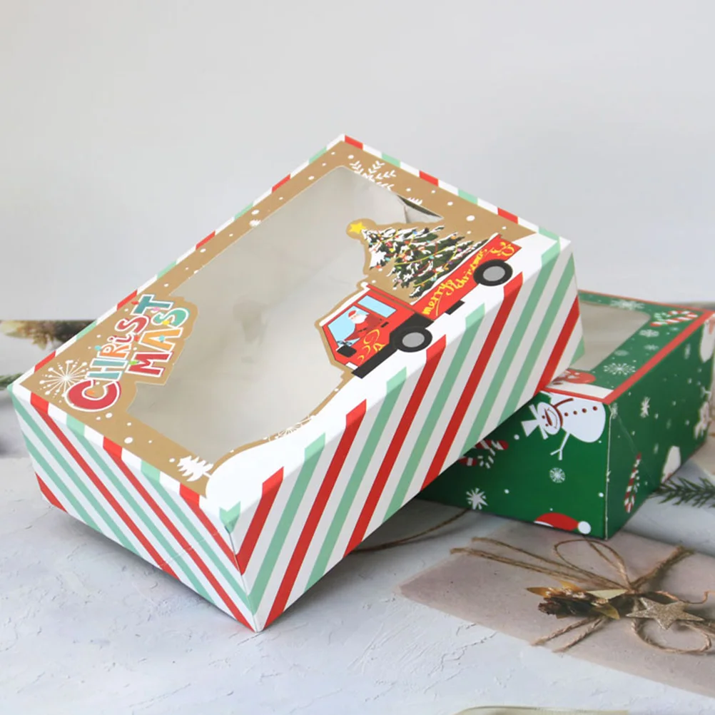 

12pcs Christmas Cookie Boxes White Cardboard Biscuit Containers Cake Wrapping Tins High Class Material Durability Practicality
