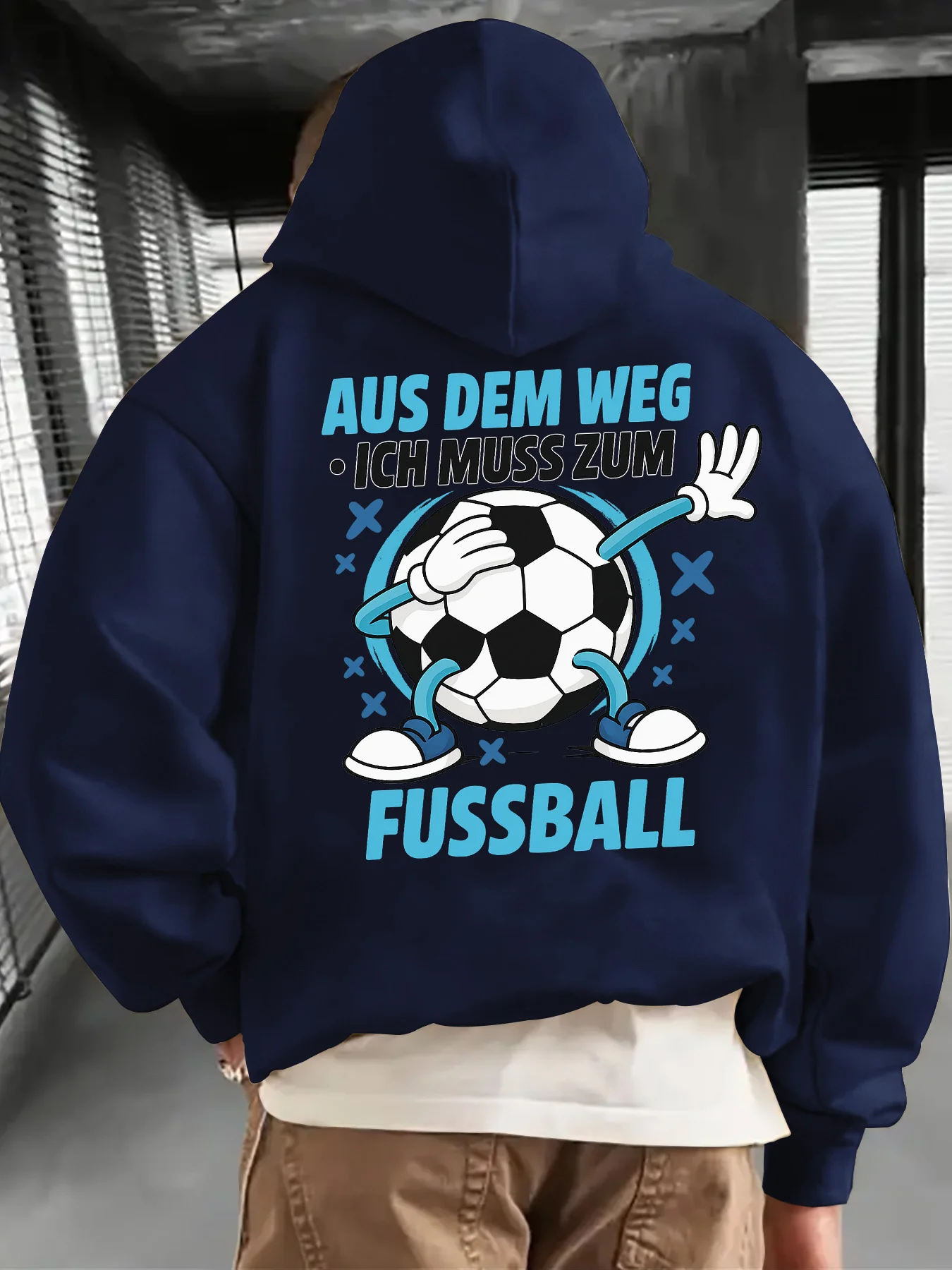 Autumn/Winter Men's Creative Football Print Hooded Sweatshirt New Style Comfortable and Breathable for Indoor and Outdoor Use