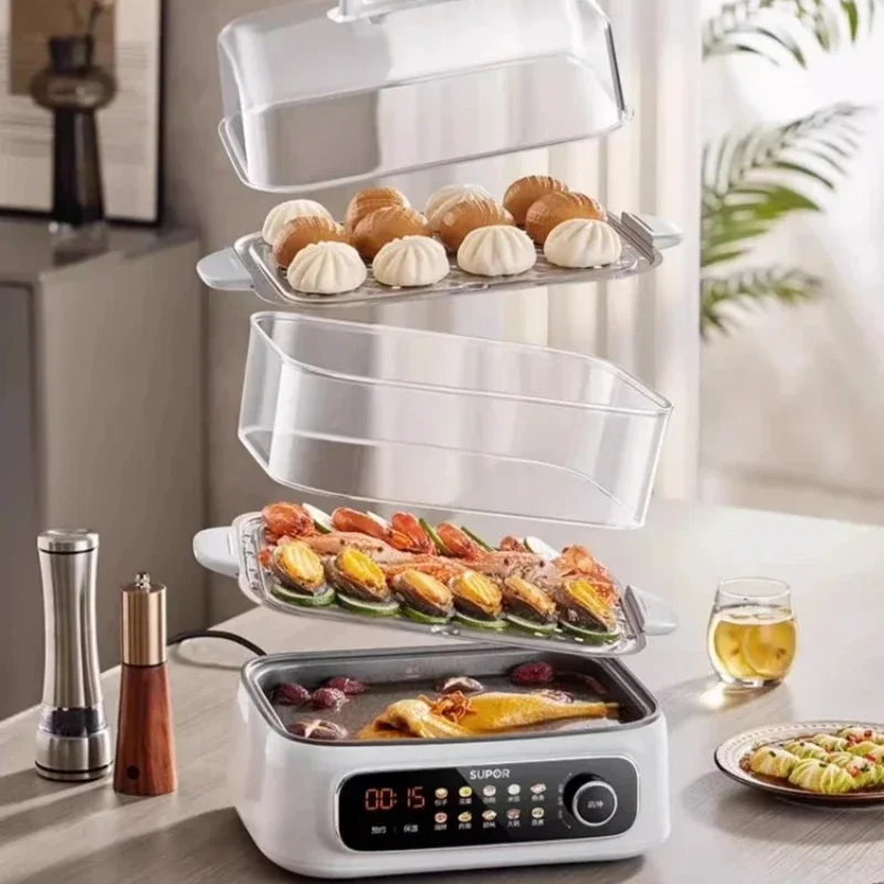 Multifunctional Household Three-Layer Steaming & Stewing Integrated Pot 2025 New Electric Steamer
