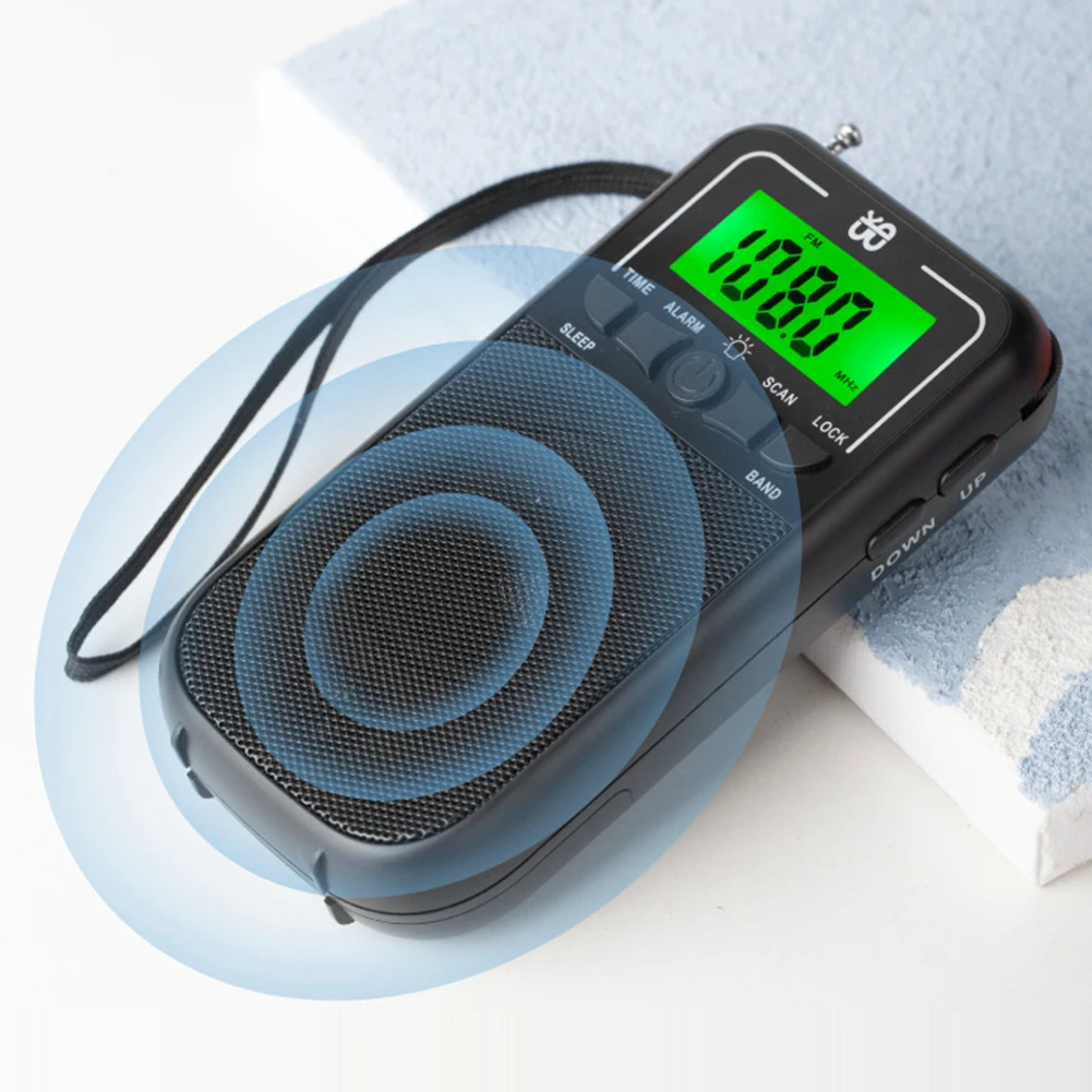 راديو ستيريو شخصي شاشة ديجيتال محمولة راديو هاي فاي مصباح يدوي راديو جيب صغير ساعة منبه 3.5 مللي متر مقبس سماعة الرأس