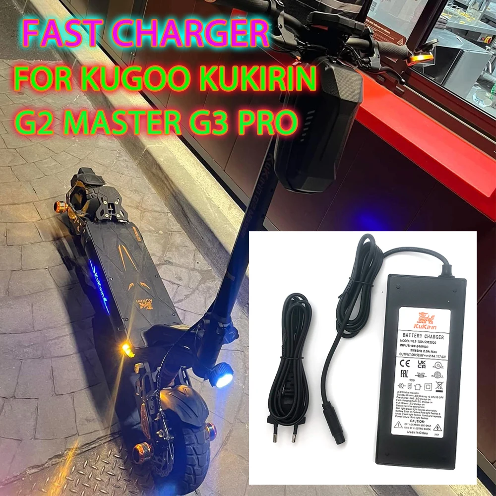 

Original58.8V 2A Power Adapter Fast Charger For Kugoo Kukirin G2 Master G3 Pro Electric Scooter with LED Sensor EU Certified