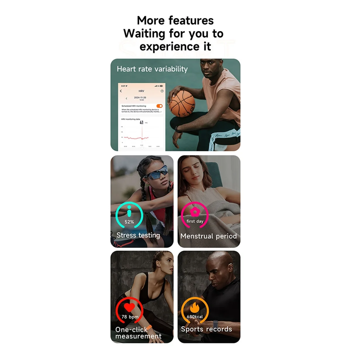 Upgraded Fitness Tracker Wristband, Screenless, Heart Rate Monitor, Orange